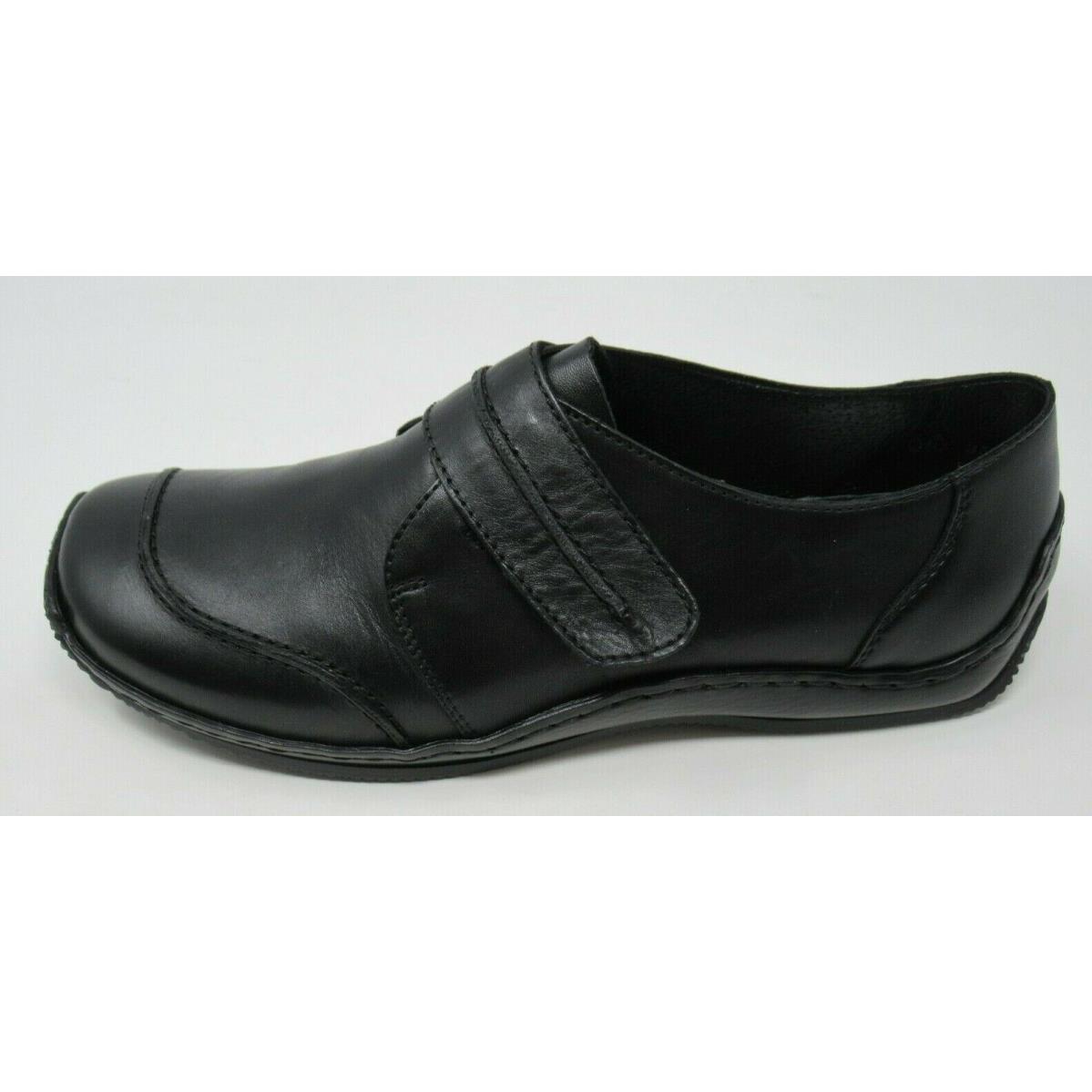 Rieker Women`s L1760 Black Lea. Hook Loop Closure Loafers Shoes Eur 36 US 5.5