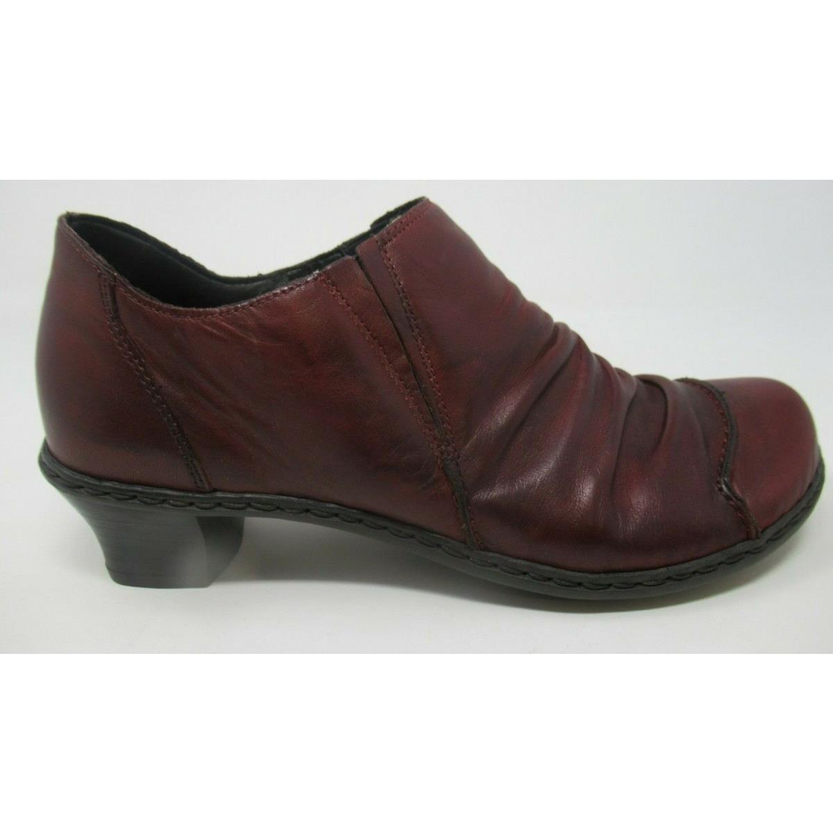 Rieker Women`s 52180 Ruched Detail Hi-cut Red Leather Heel Shoes Size 37 US 6