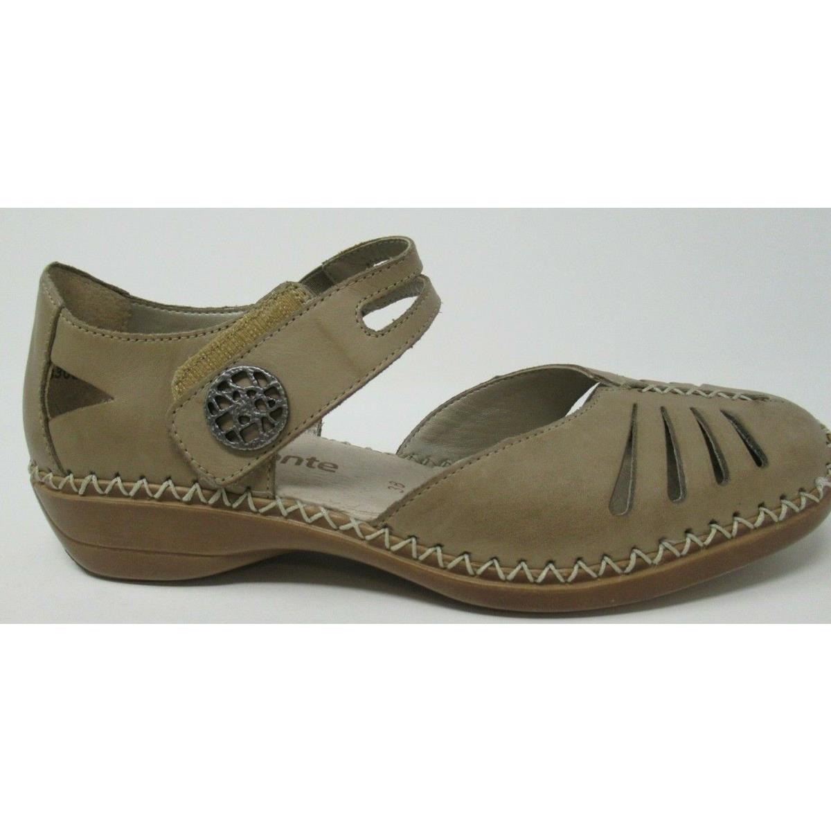 Remonte BY Rieker Women`s D1633 Grey/tan Lea Anklestrap Sandals Shoes 36 US 5.5