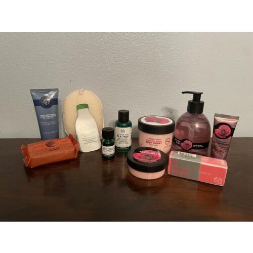 Assortment of The Body Shop Lotions and Oils Body Care Essentials