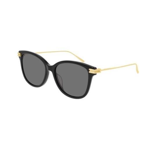 Bottega Veneta BV 1048SA 001 Black-gold/grey Rectangular Women`s Sunglasses