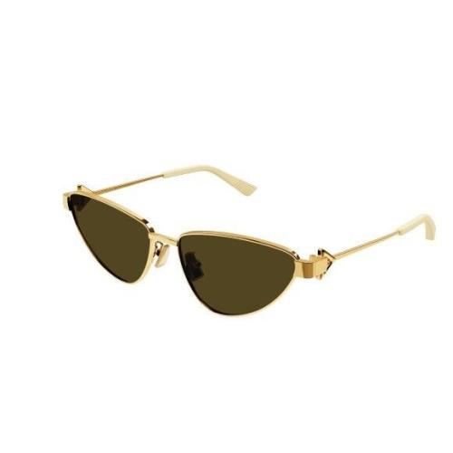 Bottega Veneta BV1186S 002 Gold/brown Cat Eye Women`s Sunglasses