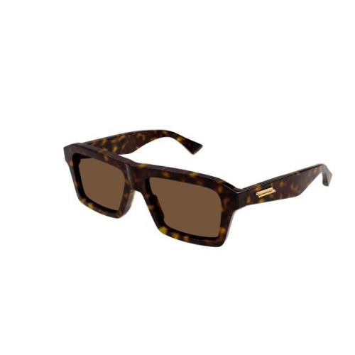 Bottega Veneta BV1213S 002 Havana/brown Rectangular Men`s Sunglasses - Havana Frame, Brown Lens