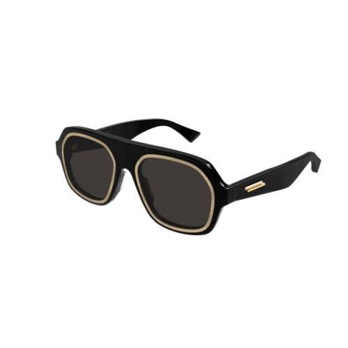 Bottega Veneta BV1217S 001 Black/grey Soft Square Men`s Sunglasses