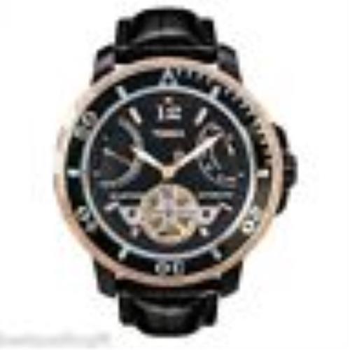 Timex Black Croc Leather Rose Gold Automatic Date Tachymeter WATCH-T2M931