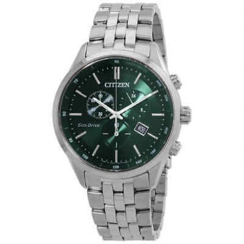Citizen Eco-drive Chronograph Green Dial Men`s Watch AT2149-85X
