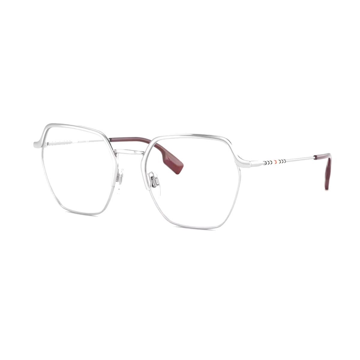 Burberry Angelica Eyeglasses B 1371 1005 52-19 140 Silver Hexagonal Frames - Frame: Silver, Lens: