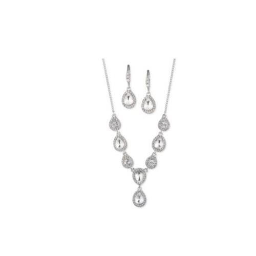 Givenchy Silver Tone Statement Necklace Drop Earrings Set J1m