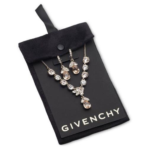 Givenchy Rose Gold Tone Statement Necklace Drop Earrings Set J1e