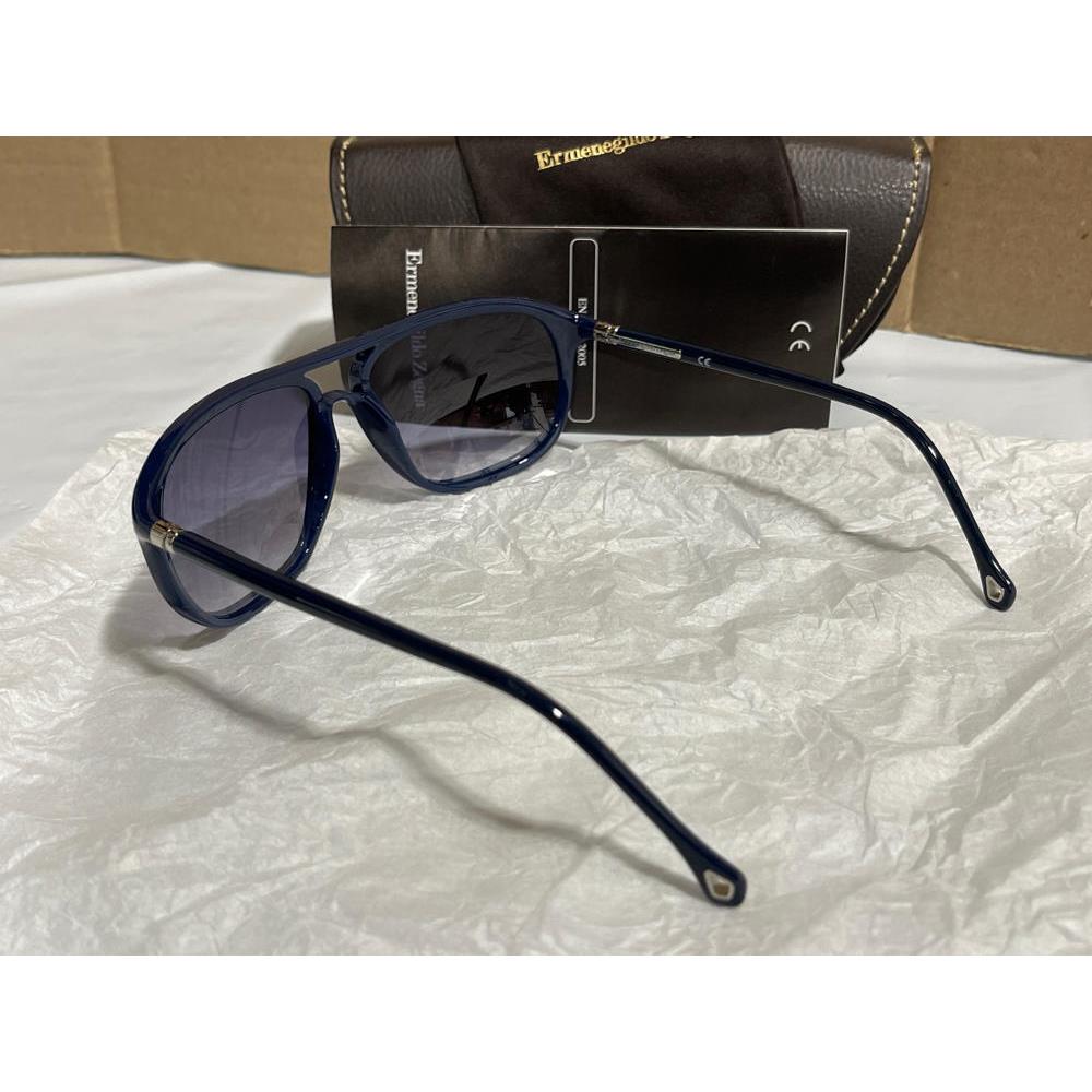 Ermenegildo Zegna SZ3511E 07NS Aviator Sunglasses Blue Frame 59mm