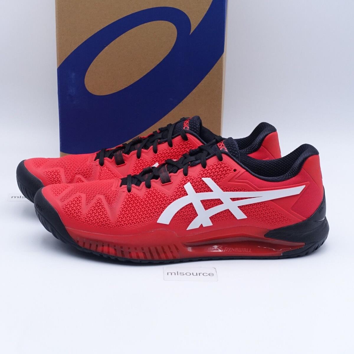 Size 13 Men`s Asics Gel-resolution 8 Tennis Shoe 1041A079-601 Electric Red/white