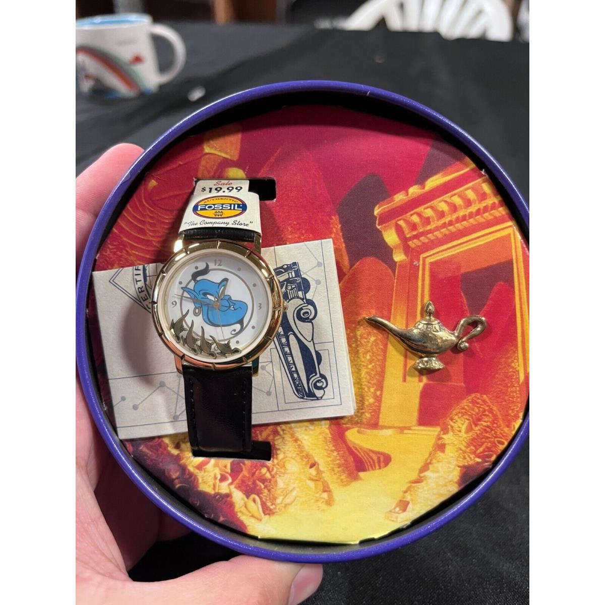 1997 Fossil Limited Edt Disney Aladdin Collector`s Watch LI-1046 +pin 62323