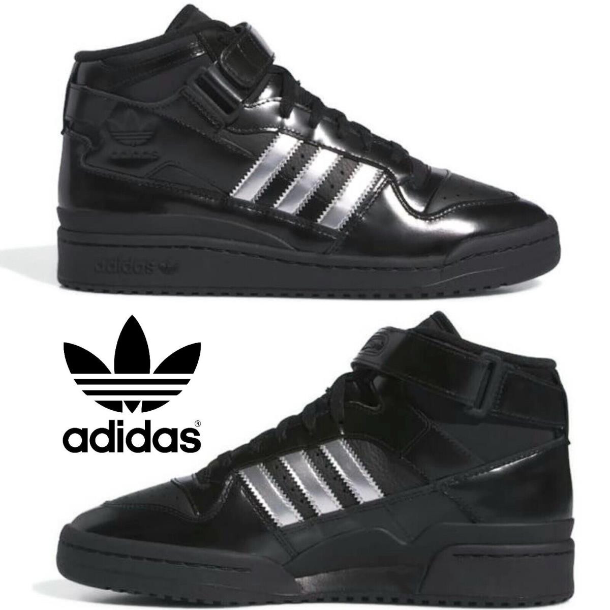Adidas Originals Forum 84 Mid Men`s Sneakers Comfort Casual High Top Shoes Black - Black , Core Black / Silver Metallic / Core Black Manufacturer