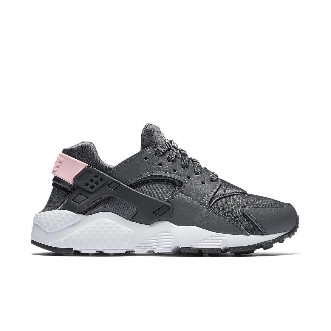 Grade School Youth Size Nike Huarache Run SE Dark Grey Athletic 904538 001 - Dark Grey/Pink/White