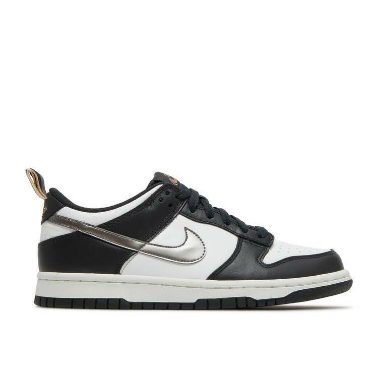 Nike Dunk Low SE GS Black White Metallic D9764 001 Youth GS Size - Black