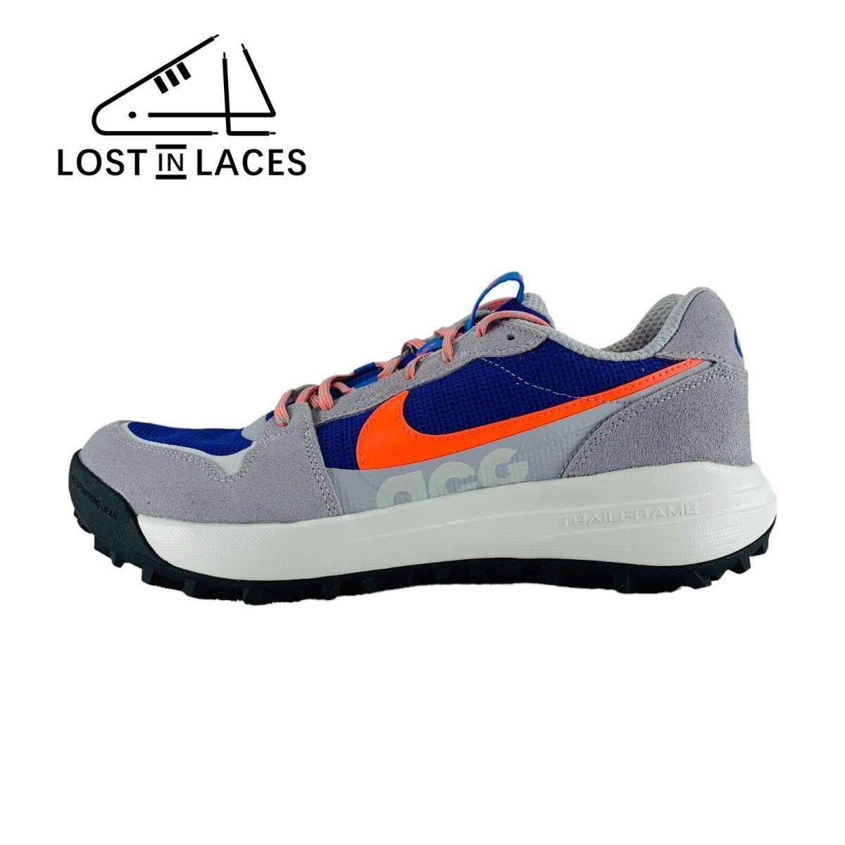 Nike Acg Lowcate Wolf Grey Bright Crimson Trail Running Shoes Men`s Sizes - Gray
