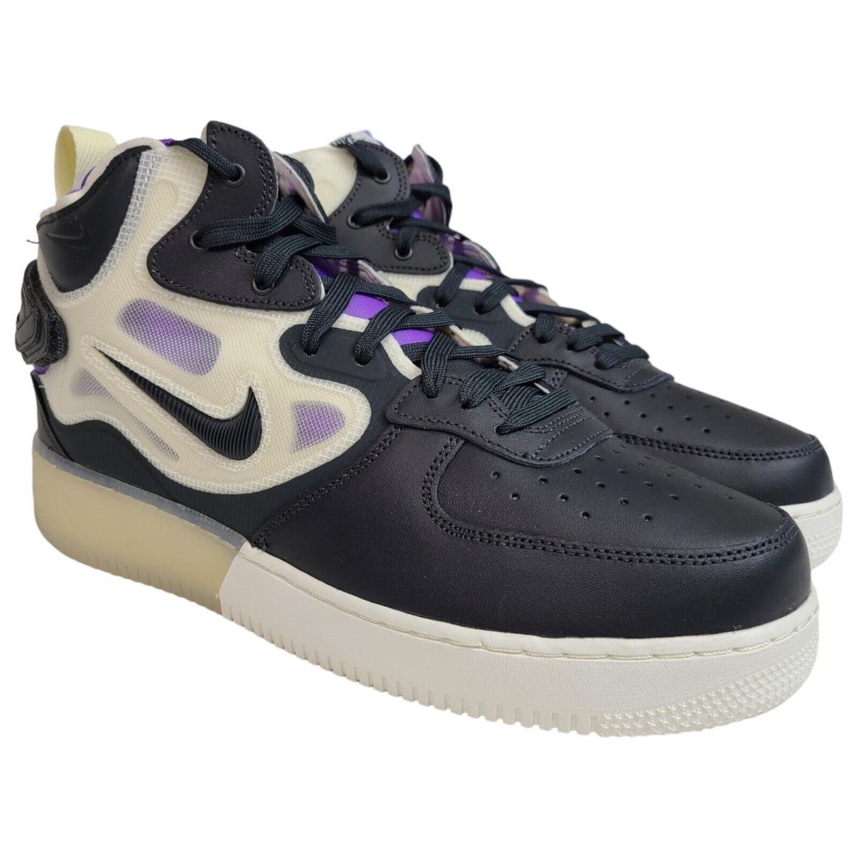 Nike Men 9 10 10.5 11 Air Force 1 Mid React Shoes Black White Purple DQ1872-001 - Black