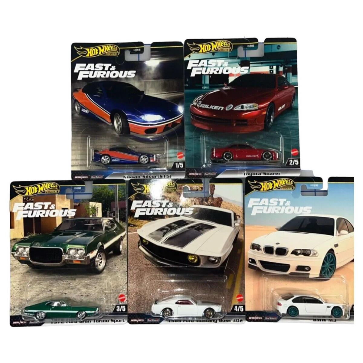 2024 Hot Wheels Fast Furious Premium Complete Set 1-5 F F Toyota Silvia Mustan