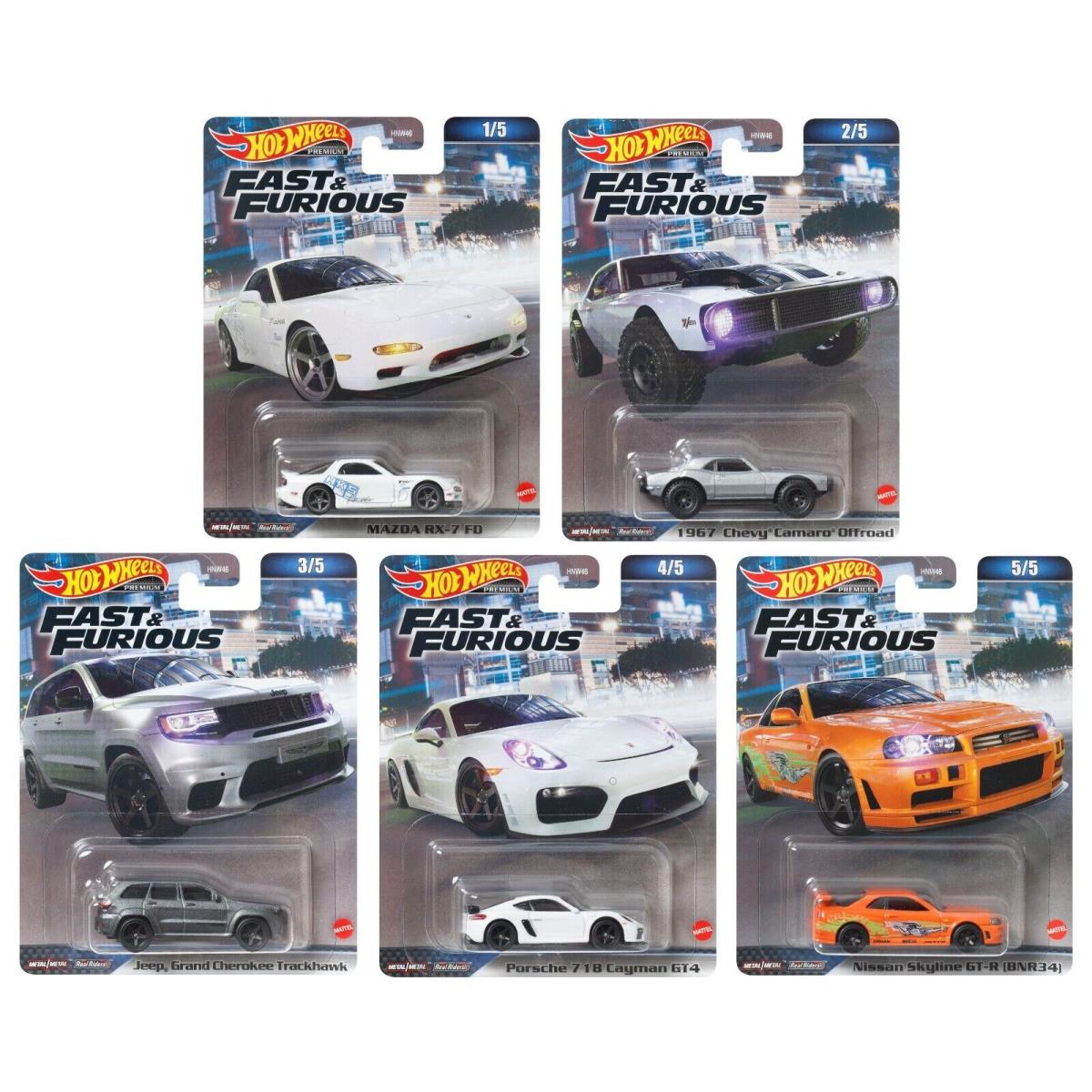 Hot Wheels Premium 1/64 - Fast Furious 2023 - Set of 5 - HNW46-956A - In Stock