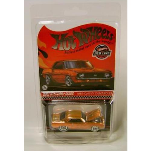 1969 `69 Chevy Camaro SS Orange Red Line Club Car Rlc Hot Wheels 2022