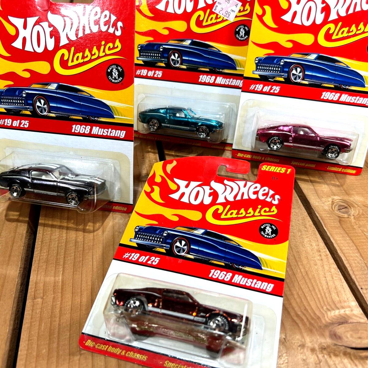 Hot Wheels Classics Series 1 - 1968 Ford Mustang W/opening Hood- 1:64 - Set of 4