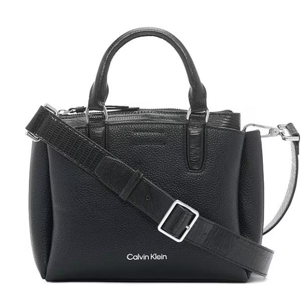 Calvin Klein Rita Crossbody Tote 2-Piece Set Black Leather Snakeskin-trim