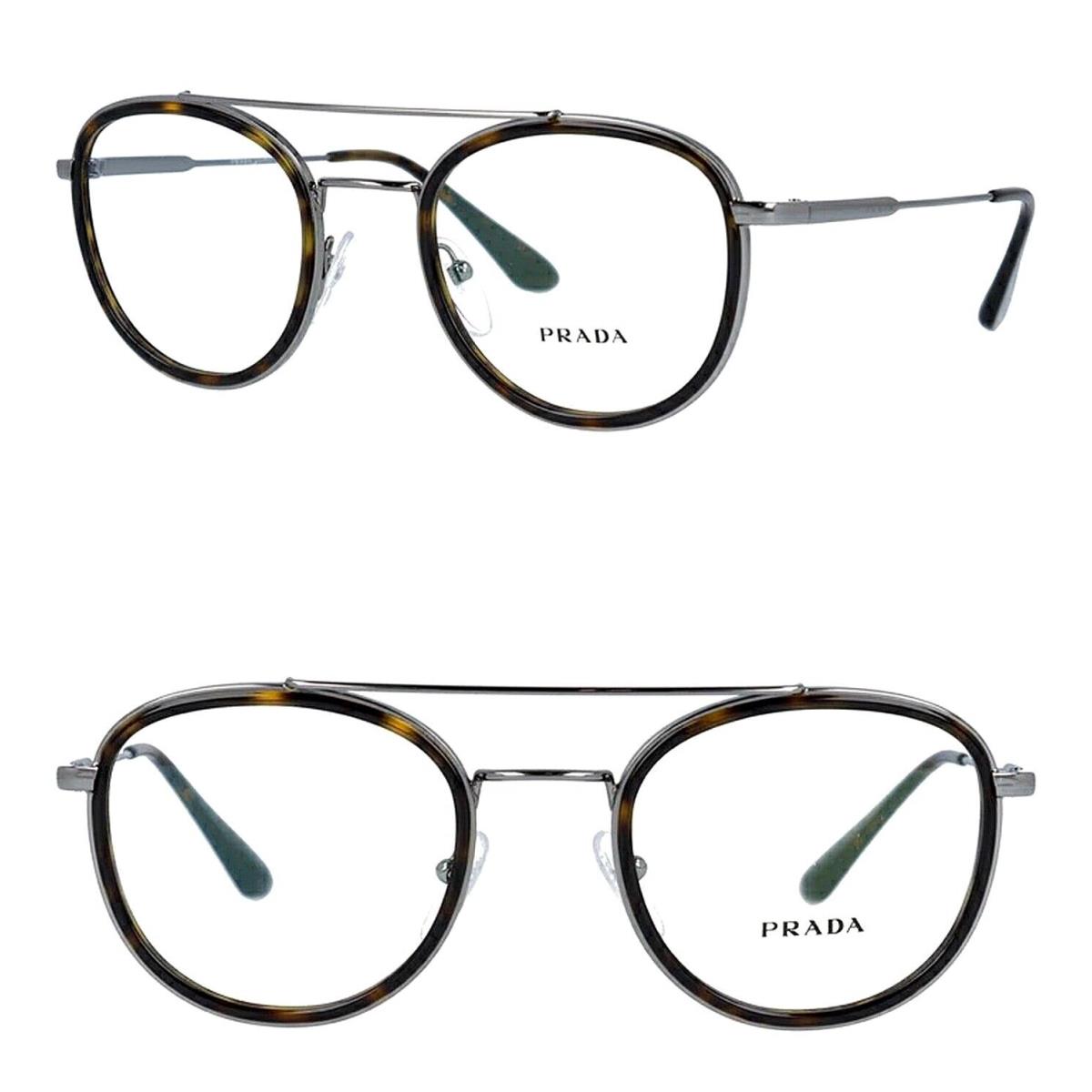 Prada Phantos 66X Gunmetal Brown Retro Unisex Metal Eyeglasses 49mm PR66XV