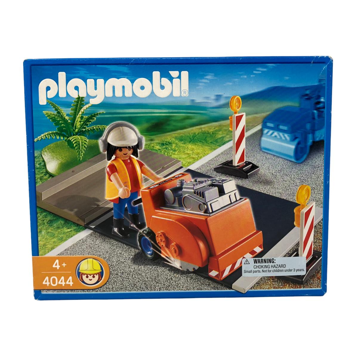 Vtg Playmobil Asphalt Cutter 4044 Construction Worker Orange Retired