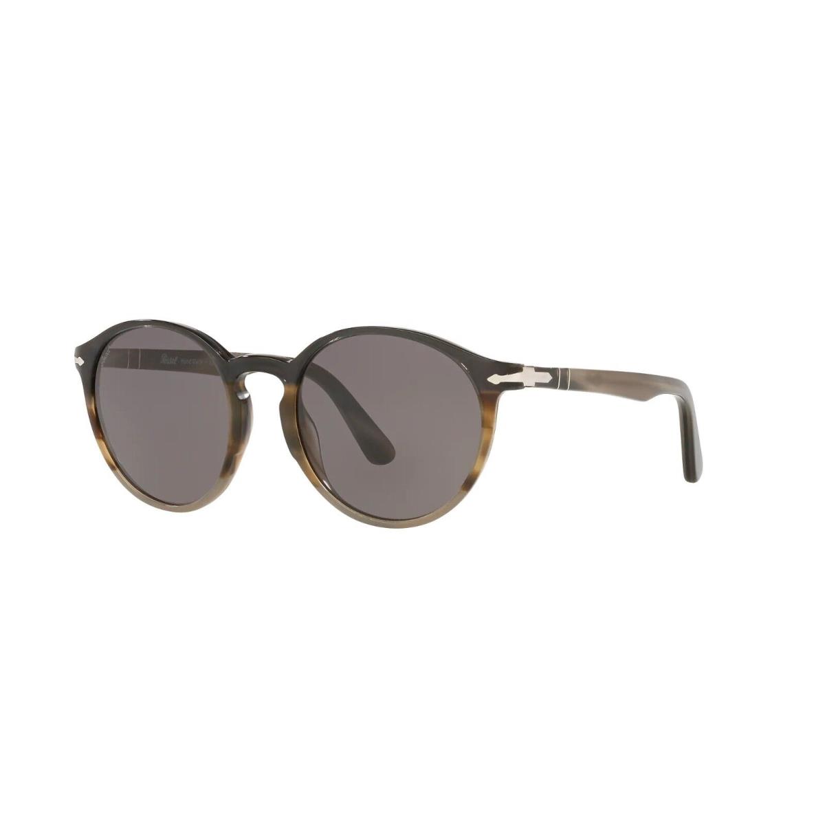 Persol Men`s Sunglasses PO3171S 1135B1 Black Grey Striped 49mm Gray Lens