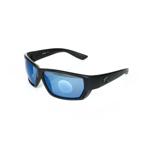 Costa Del Mar 297026 Men`s Tuna Alley Polarized Rectangular Sunglasses - Blackout/Grey Blue Mirrored Polarized-580p , Blackout Frame, Grey Blue Mirrored Polarized-580P Lens