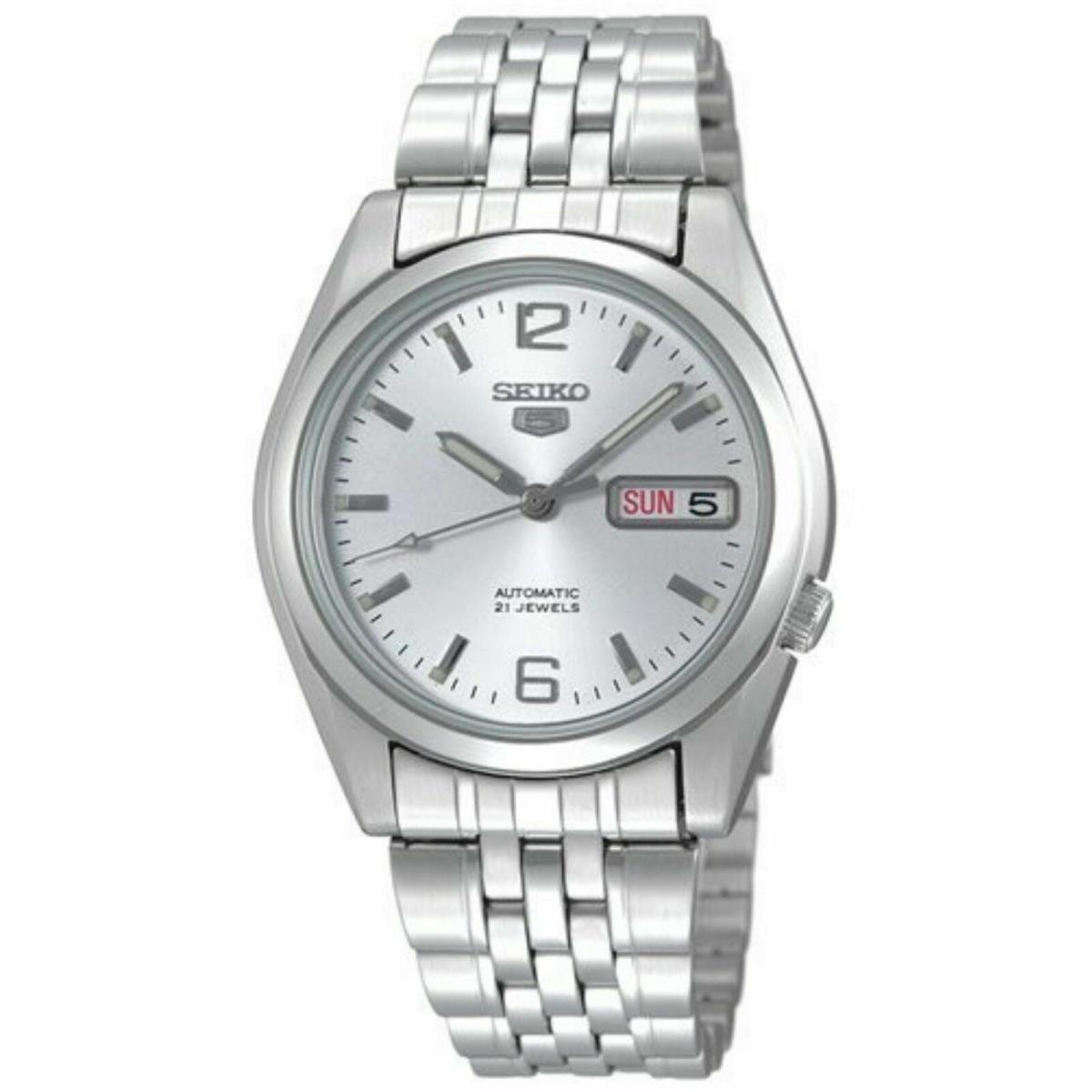 Seiko 5 SNK385Men`s Stainless Steel Silver Dial Day Date Automatic Watch