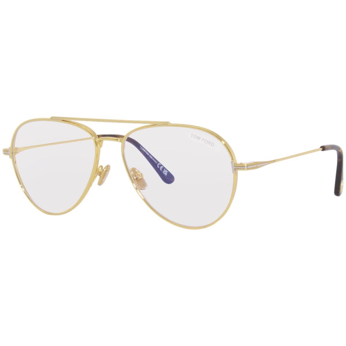 Tom Ford FT 5800 B 030 Eyeglasses Shiny Deep Gold/blue Block Full Rim 56mm