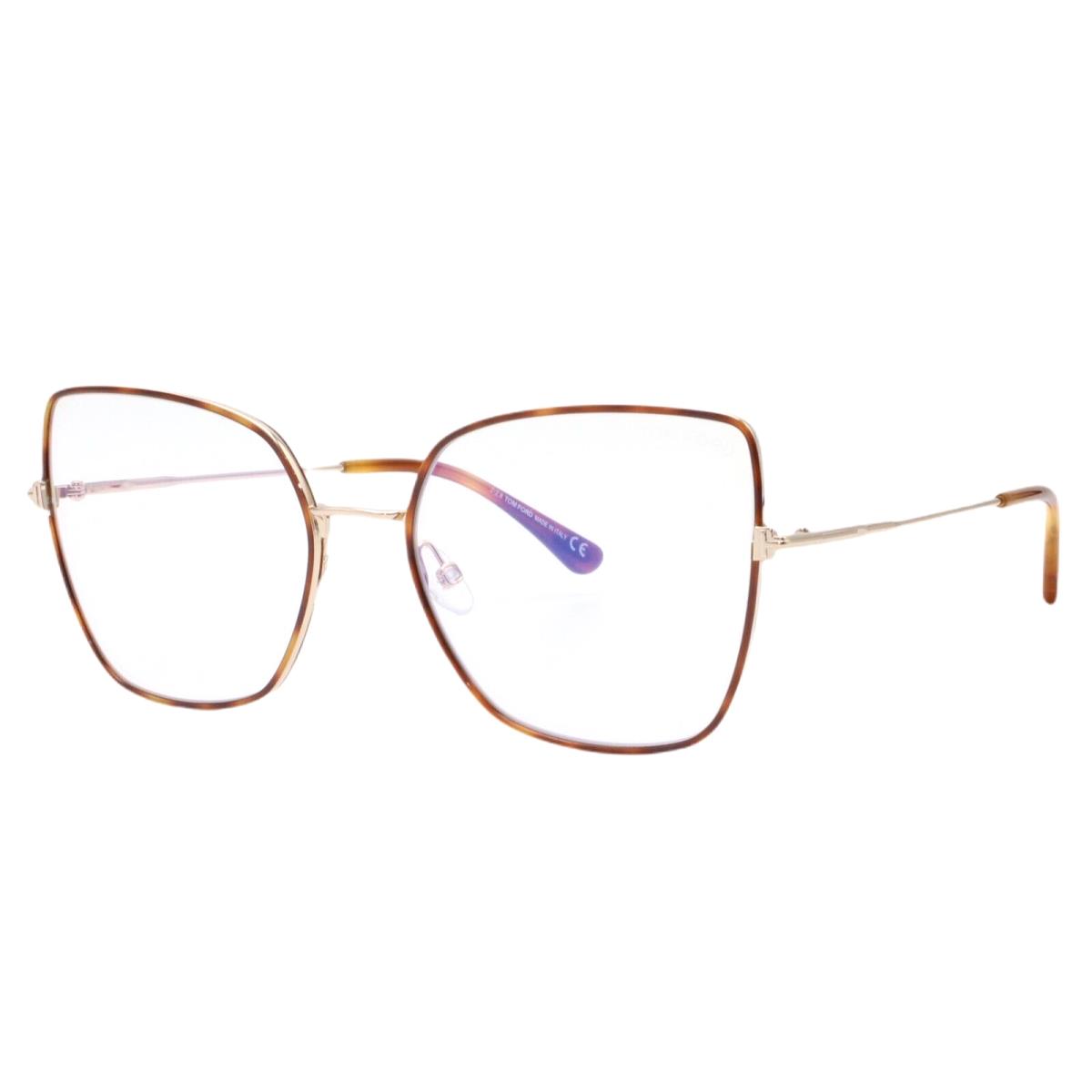Tom Ford 5630-B 053 Havana Rose Gold Womens Eyeglasses 56-19-140 Blue Block Lens