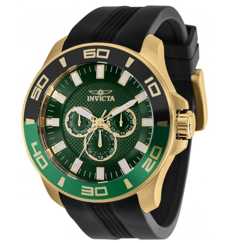 Invicta Pro Diver Men`s 50mm Green Dial Silicone Multifunction Date Watch 35743