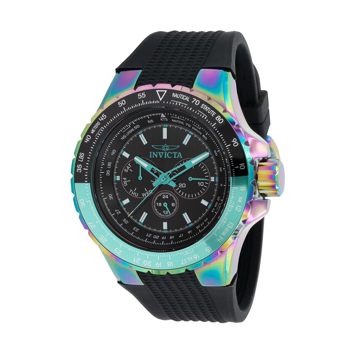 Invicta Aviator Men`s 50mm Rainbow Iridescent Multi-function Date Watch 37033