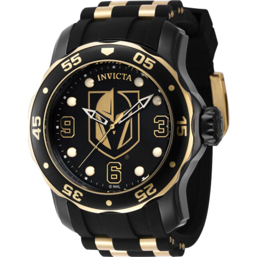 Invicta Nhl Vegas Golden Knights Quartz Black Dial Men`s Watch 42321