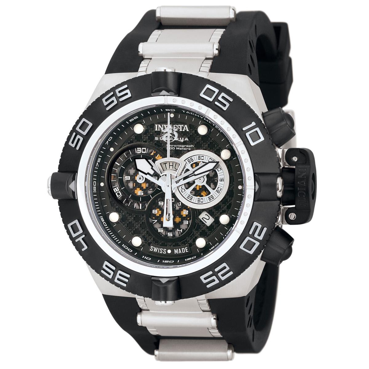 Invicta Men`s Watch Subaqua Noma Quartz Chronograph Black Dial Strap 6564 - Face: Black, Dial: Black, Band: Black