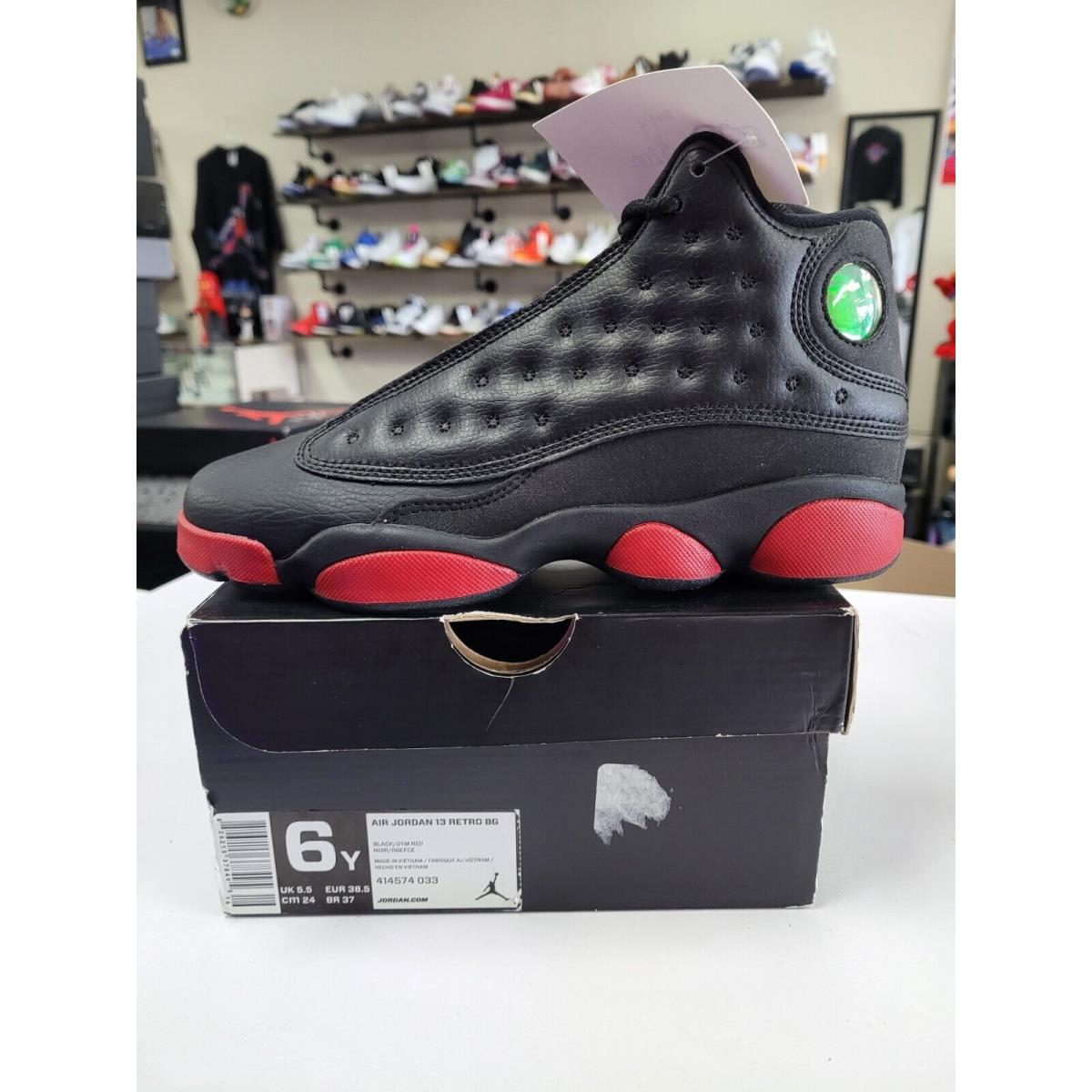 Nike Air Jordan Xiii 13 Retro GS Black Gym Red Bred 414574-033 Size 6y