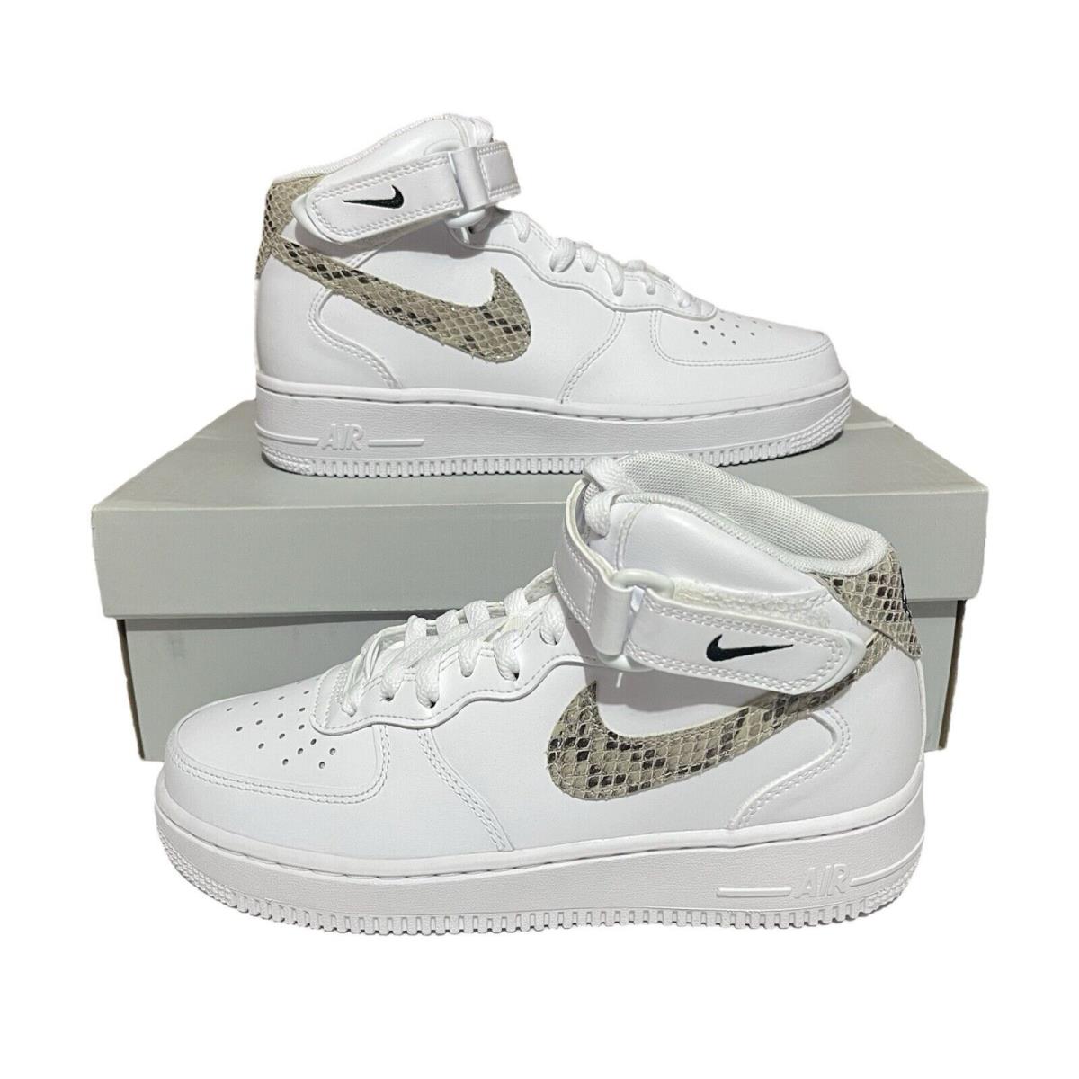 DD9625-101 Nike Air Force 1 07 Mid Snakeskin Swoosh Women s Shoes Sz 7.5 - White