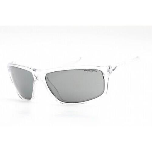 Nike EV1112 900 Sunglasses Crystal Clear Grey Frame Silver Flash Lenses 66mm