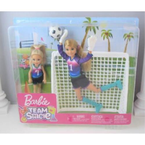 Barbie .. Team Stacie Doll and Chelsea Doll Soccer Goal Ball Sports Playset