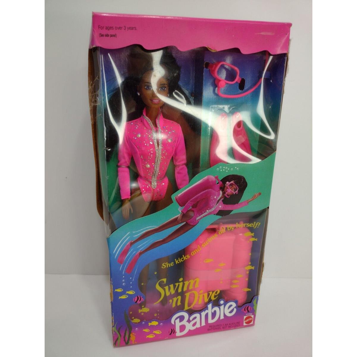 Vintage 1993 Mattel Barbie Swim N Dive Doll 11734 African American W/flaws