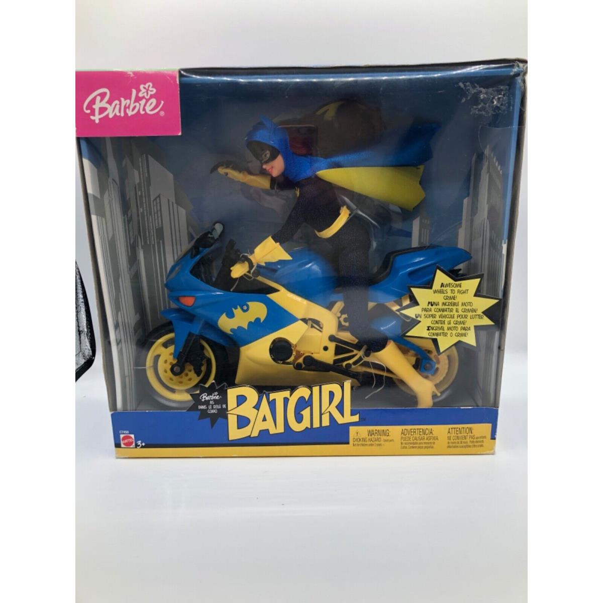 Barbie Batgirl Motorcycle Superhero Doll Cape Crusader DC Comics C7458 OS