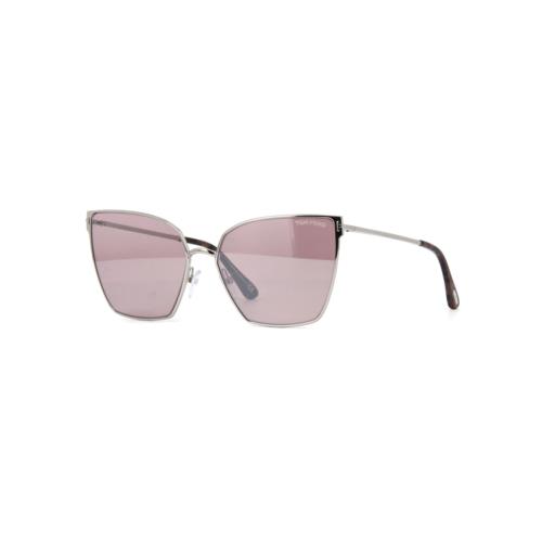 Tom Ford FT0653 16Z Sunglasses Palladium Frame Pink Silver Flash Lenses 59mm