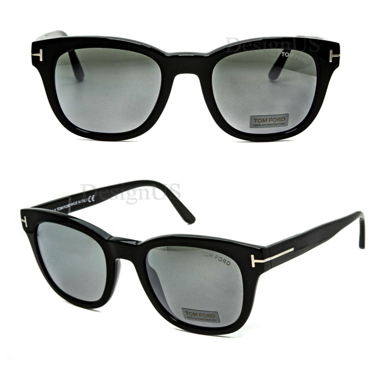 Tom Ford Eugenio TF676 01C Black Smoke Mirror 52/22/145 Sunglasses Italy