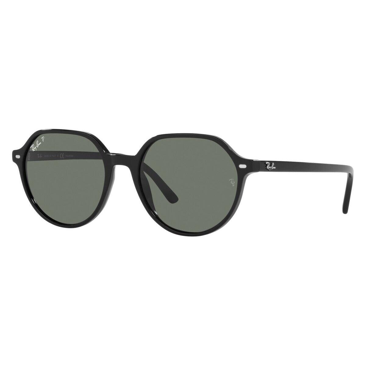 Ray-ban 0RB2195 Sunglasses Unisex Black Square 51mm - Frame: Black, Lens: Polar Green, Model: Black