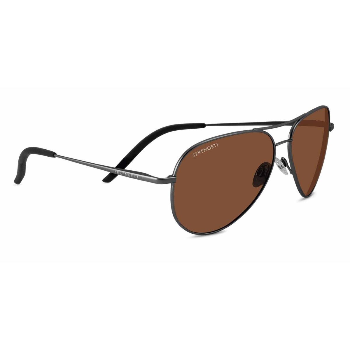 Serengeti Carrara 8297 Sunglasses- Shiny Gunmetal Polarized Drivers Brown