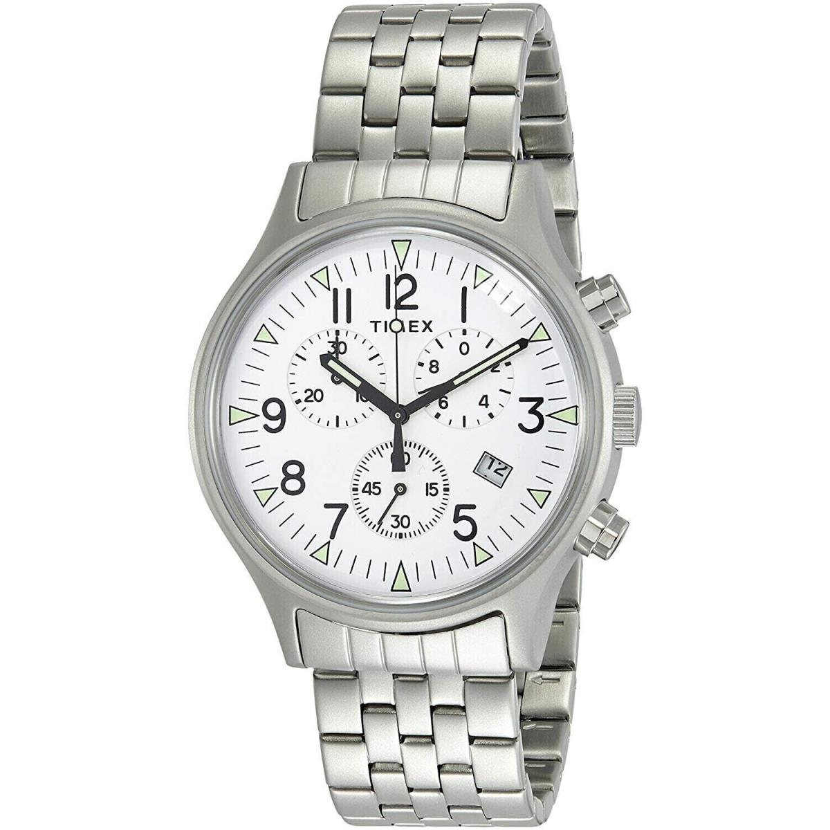Timex MK1 Men`s Analog Chronograph Watch Silver-tone Steel Bracelet