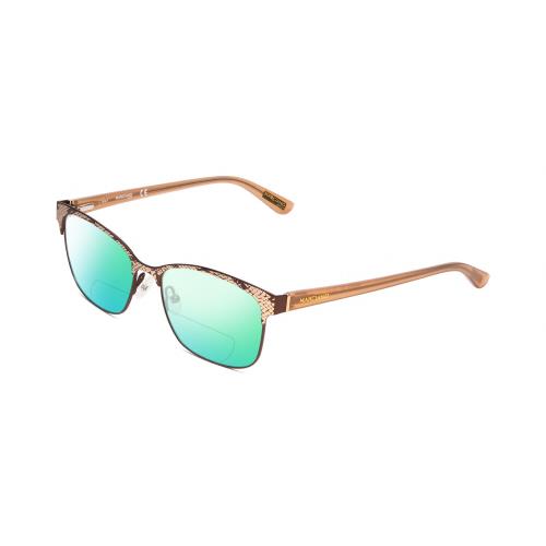 Guess by Marciano GM0318 Lady Polarized Bifocal Sunglasses Snake Skin Brown 52mm Green Mirror
