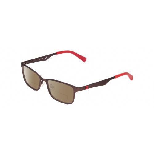 Guess GU9143 Unisex Designer Polarized Bifocal Sunglass in Bronze Brown Red 48mm Brown